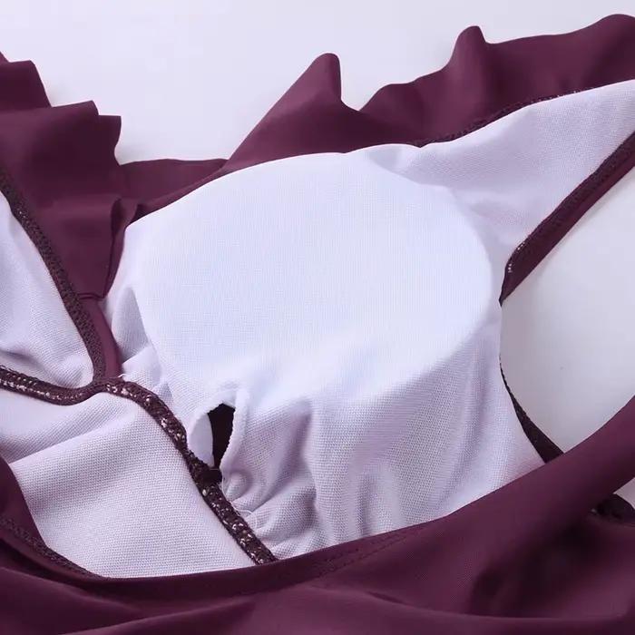 Femme enceinte Sexy maillot de bain maternité solide dos nu Bikinis Falbala à volants maillots