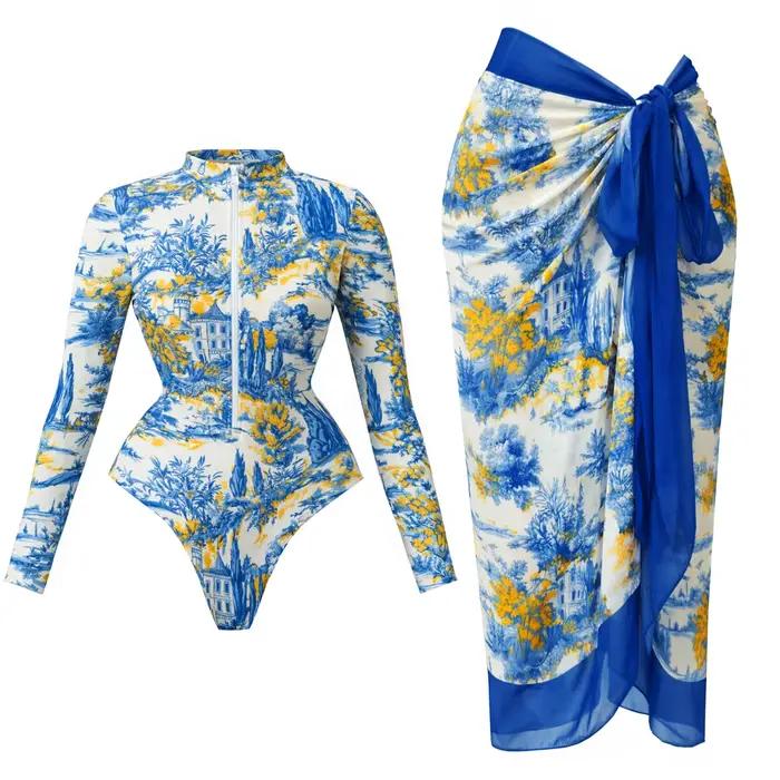Maillot de bain imprimé à manches longues