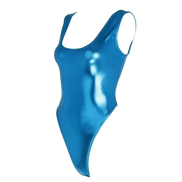 Maillot de bain une pièce moulant sexy à finition brillante
