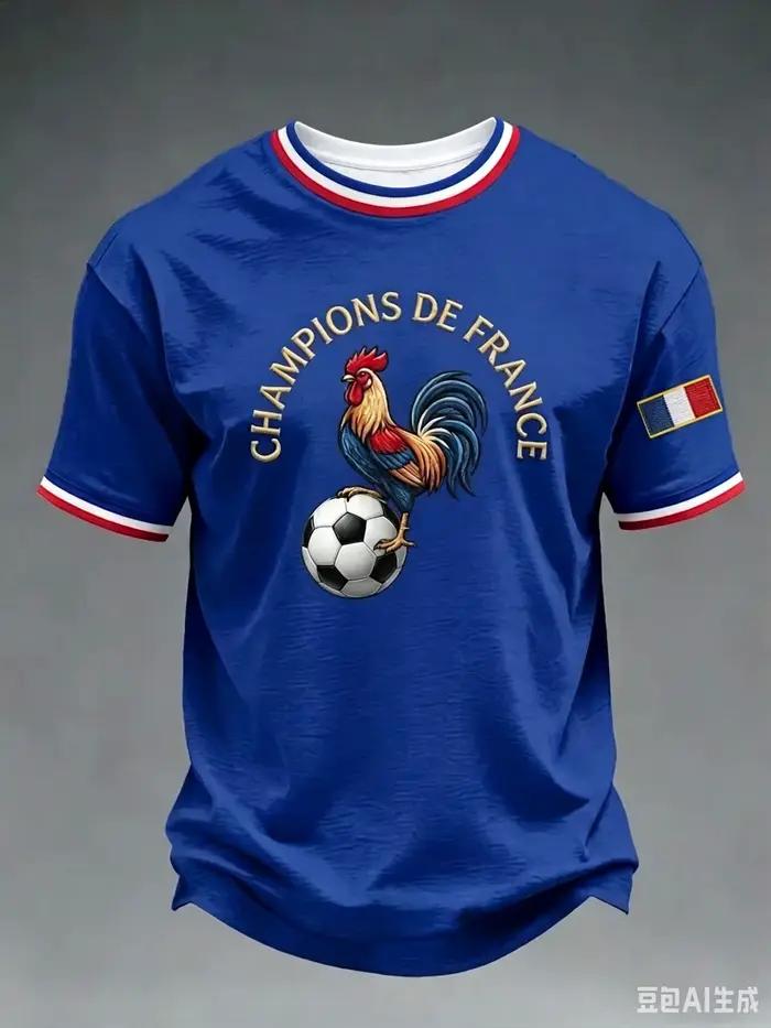 Maillot de football de l'équipe nationale de France, col en V, imprimé drapeau français, manches courtes, haut de sport pour supporter, assorti pour la famille 2026