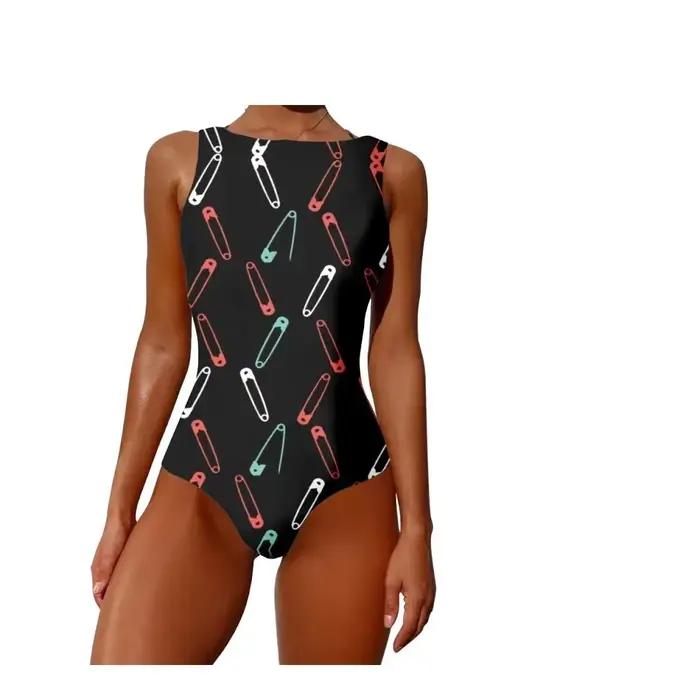 Maillot de bain une pièce kawaii chrysanthème fleur motif imprimé maillot de bain décontracté plage natation vêtements de sport femmes vêtements
