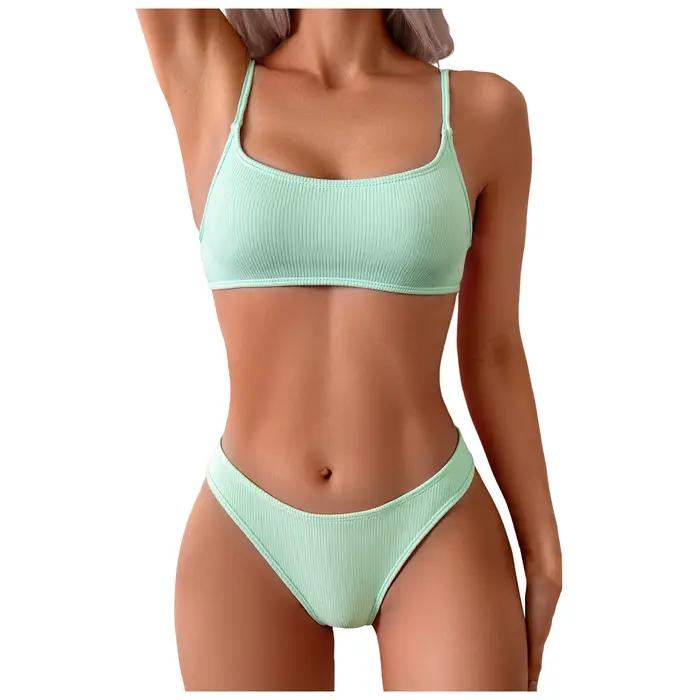 Maillot de bain deux pièces à taille basse pour femmes