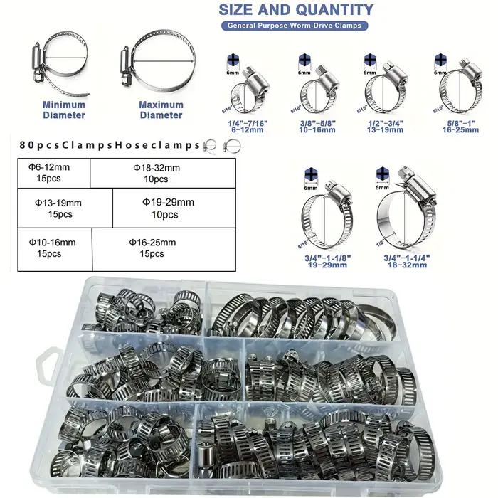 Colliers de serrage à vis sans fin pour tuyaux, 40/120 pièces, 5 tailles de colliers de serrage pour tuyaux d'eau, tuyaux de gaz, tuyaux en silicone