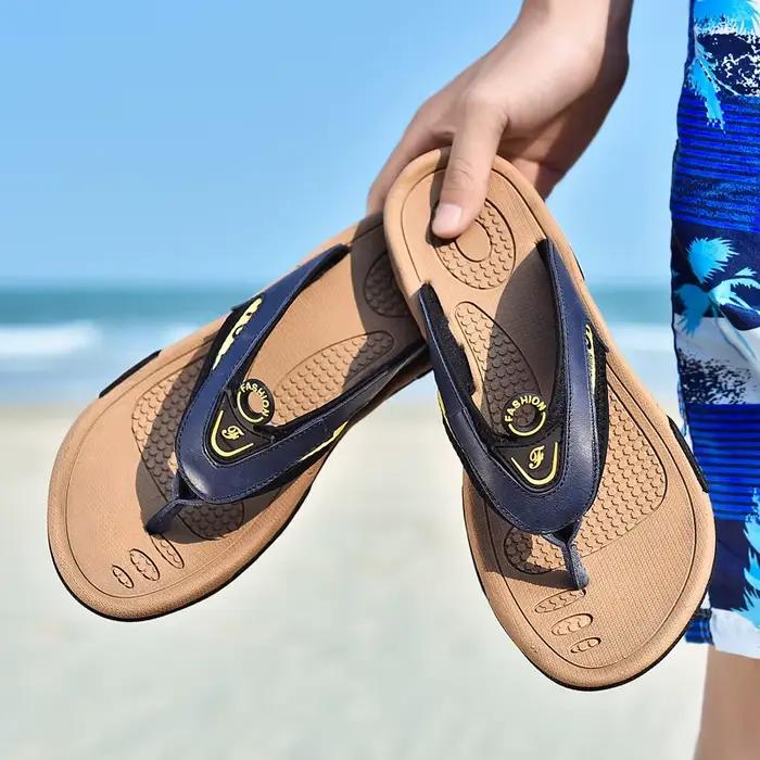 Mayba-Pantoufles de plage d'été pour hommes, tongs en cuir, chaussures décontractées, taille 38-45