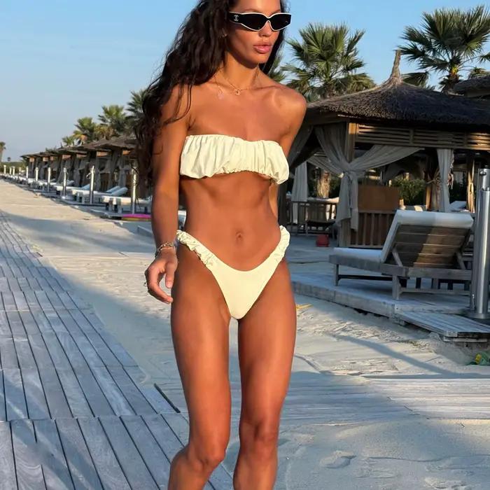 Maillot de bain deux pièces sexy push-up pour femme 2025 – Ensemble bikini micro rayé tendance
