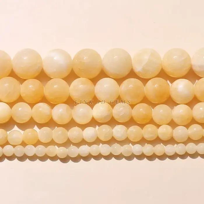 Pierre de jaspe de Jade jaune naturelle 3A, perles rondes en vrac 15 pouces, brin 4 6 8 10 12MM, taille au choix pour la fabrication de bijoux, accessoires faits à la main