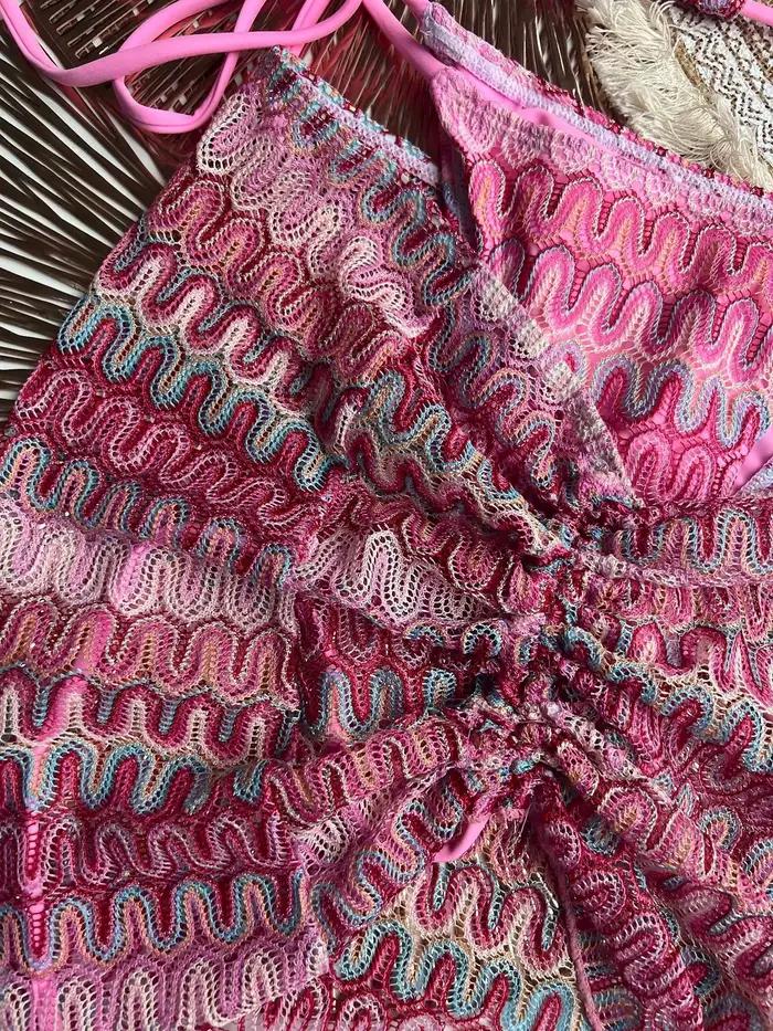 Maillot de bain 3 pièces tricoté pour femmes, ensemble Bikini avec couverture portefeuille, col licou, pour les vacances à la plage, nouvelle collection été