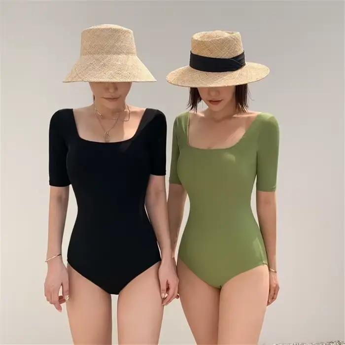 Nouvelle corée Sexy maille coupe évider taille haute maillot de bain dame Monokini une pièce maillots de bain femmes maillot de bain