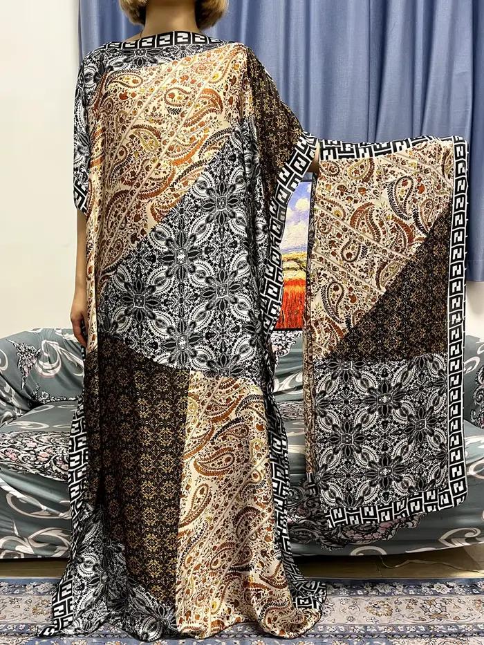 Abayas pour femmes dubaï caftan 2023 africain Islam soie douce imprimé robes amples élégant musulman longue Femme Robe avec Hijab écharpe