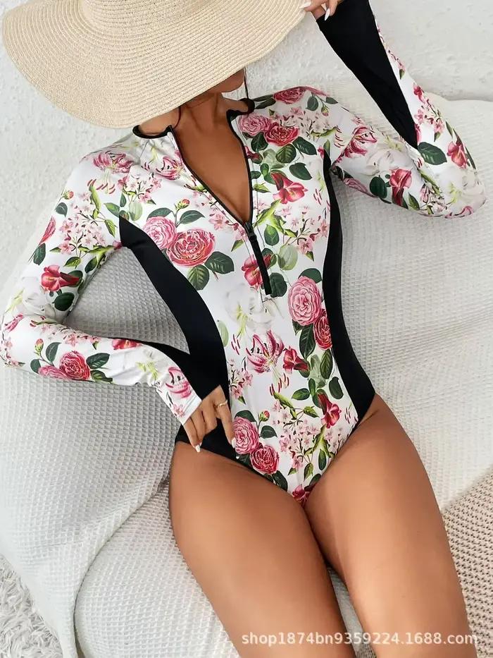 Maillot de bain une pièce à manches longues pour femme