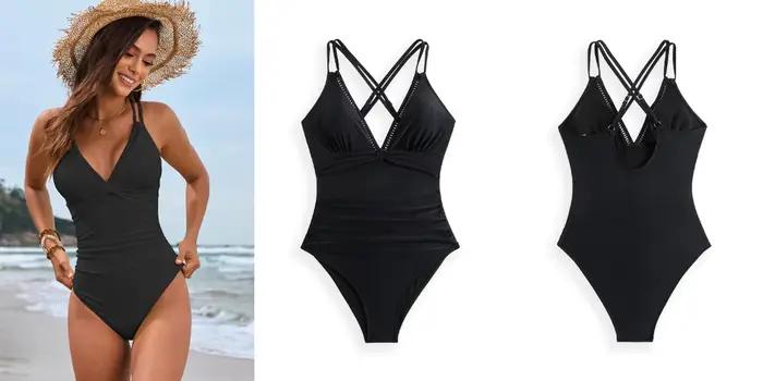 Maillot de bain une pièce Dosabolakosa pour femmes contrôle du ventre amincissant push up tricoté réglable pour nager et vacances à la plage