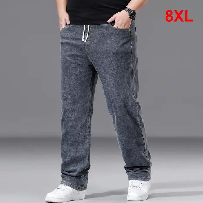 Jean pour Homme en Denim de Couleur Unie, Pantalon Droit, Baggy, Décontracté, à la Mode, Taille artificiel astique, 8XL