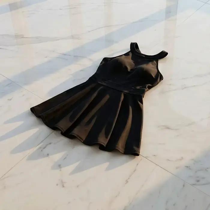 Maillot de bain jupe décontracté coupe ajustée dos nu sans manches plissé pour sources chaudes