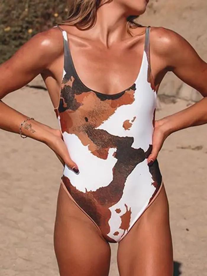 Maillot de bain une pièce imprimé, sexy, monokini, taille haute, pour femmes