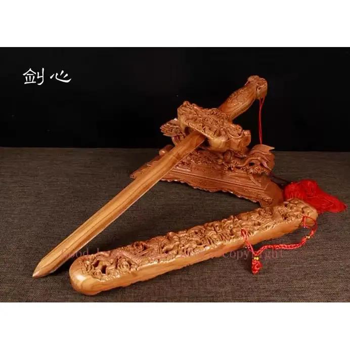 Outil géomantique haut de gamme, accueil boutique entreprise exorcisise mauvais esprits bonne chance FENG SHUI Dragon Royal sculpture talisman en bois de pêche
