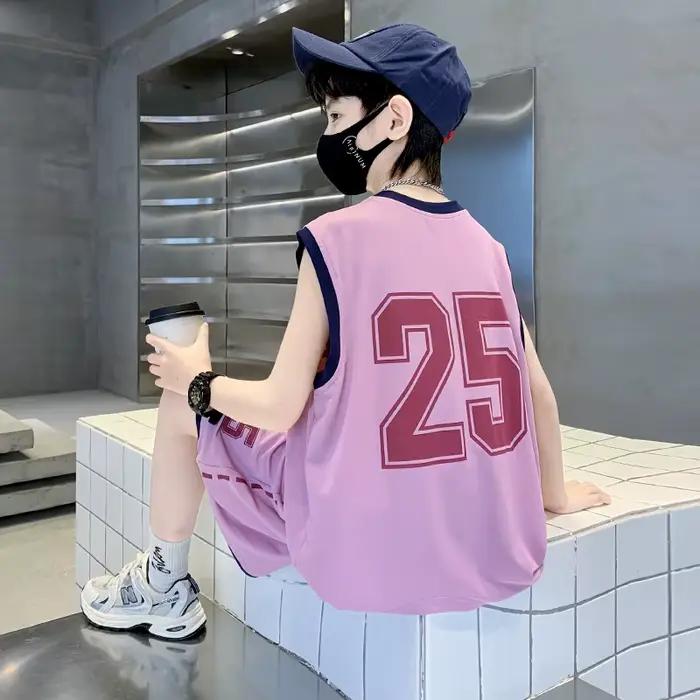 Maillot de basket-ball pour enfants, ensemble de vêtements haut et bas, vêtements de sport deux pièces pour garçons, tenue de sport, survêtement décontracté pour enfants de 5 à 14 ans
