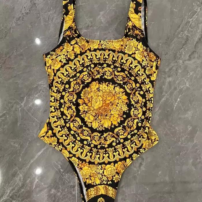 2025 nouveau design maillot de bain femme sexy une pièce bikini fleur dorée