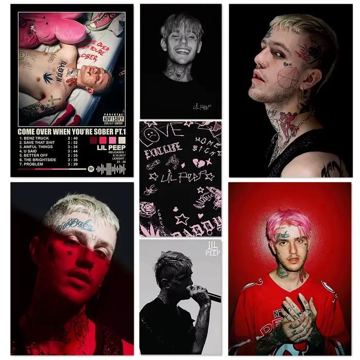 Affiches d'art de Portrait d'album de chanteur Pop Rap Lil Peep moderne, impression sur toile, peinture de décoration murale de maison, salon, chambre à coucher