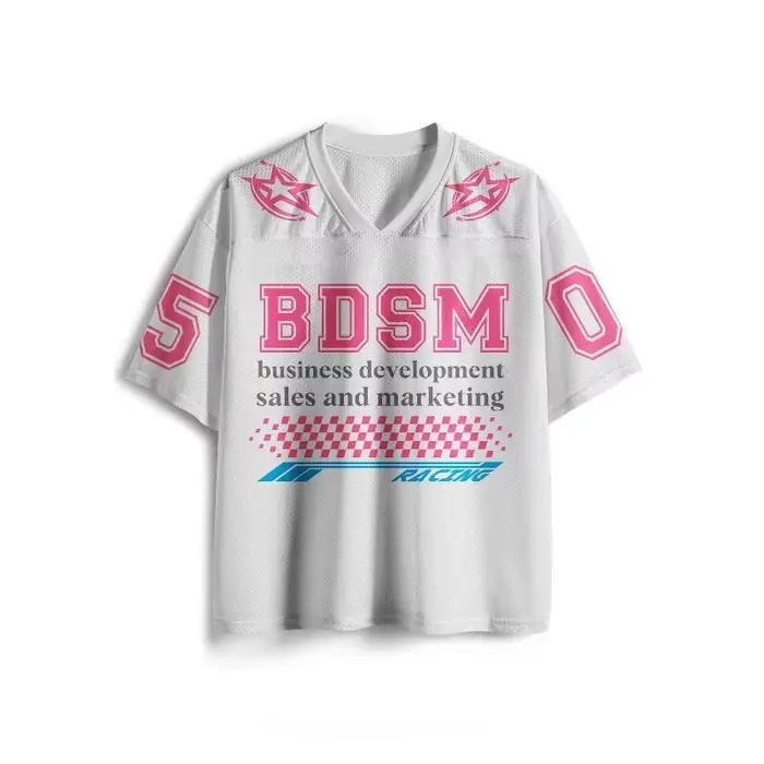 Nouveau T-shirt de sport à manches courtes New Jersey 2026, T-shirt à manches courtes col en V, Maillot de sport imprimé 3D à séchage rapide et tendance