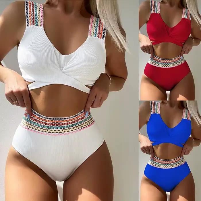 Bikini taille haute sexy fille élégant pour femmes occasions spéciales泳裤部分保持原文，仅翻译提示和HTML结构说明： --- 想象一下，在明媚的阳光下，你的身姿被这款大胆设计的比基尼完美勾勒。这款由聚酯和Térilène制成的高腰比基尼不仅提供完美的支撑感，还带来无与伦比的舒适度。它专为那些渴望在沙滩或泳池中自由且自信的女性设计。 为什么你会爱上它： - 展现你自然的魅力，用现代而性感的设计凸显你的女性魅力。 - 享受前所未有的活动自由，得益于精心编织的材料，紧密贴合身体。 - 感受自信和安全感，高腰剪裁恰到好处地强调你的