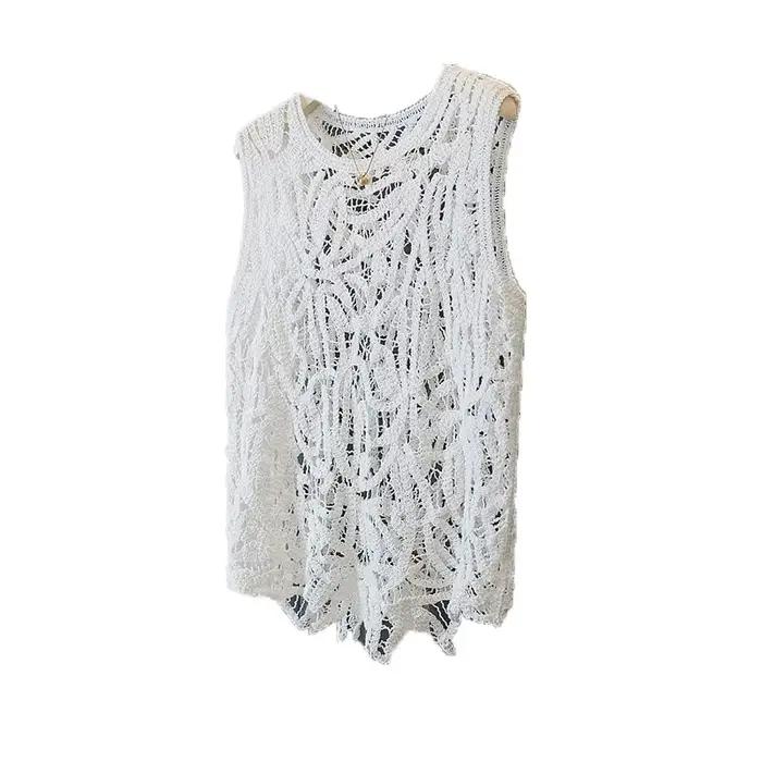 Nouvelle collection été : Gilet grande taille pour femme, style coréen tendance, polyvalent, design simple, sensation de légèreté, en coton et lin.