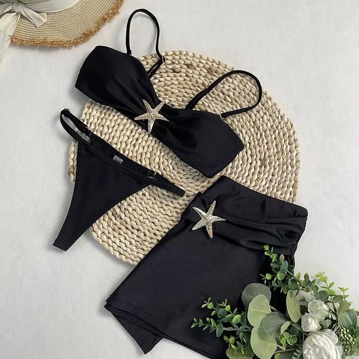 Bikinis Debaior femme style plage bandeau nylon elasthanne ajustement précis couleurs solides geometriques