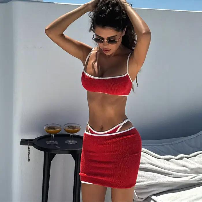 Mode Sport Style taille basse Bikini et jupe courte femmes 3 pièces maillot de bain dame maillots