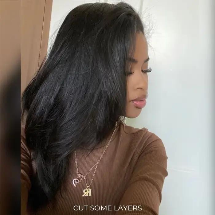Yaki droite demi perruque crépus droite sans colle perruques cheveux humains Invisible délié rabat sur InvisiFit sangle perruque