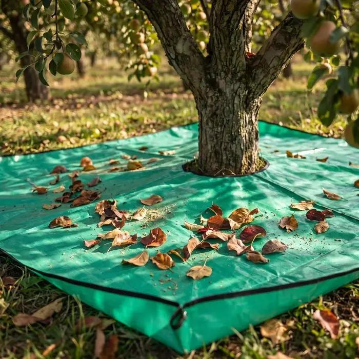 Tapis de jardinage en PE imperméable pour la coupe d'arbres, avec boucles d'angle, pour le ramassage des débris et la taille des plantes