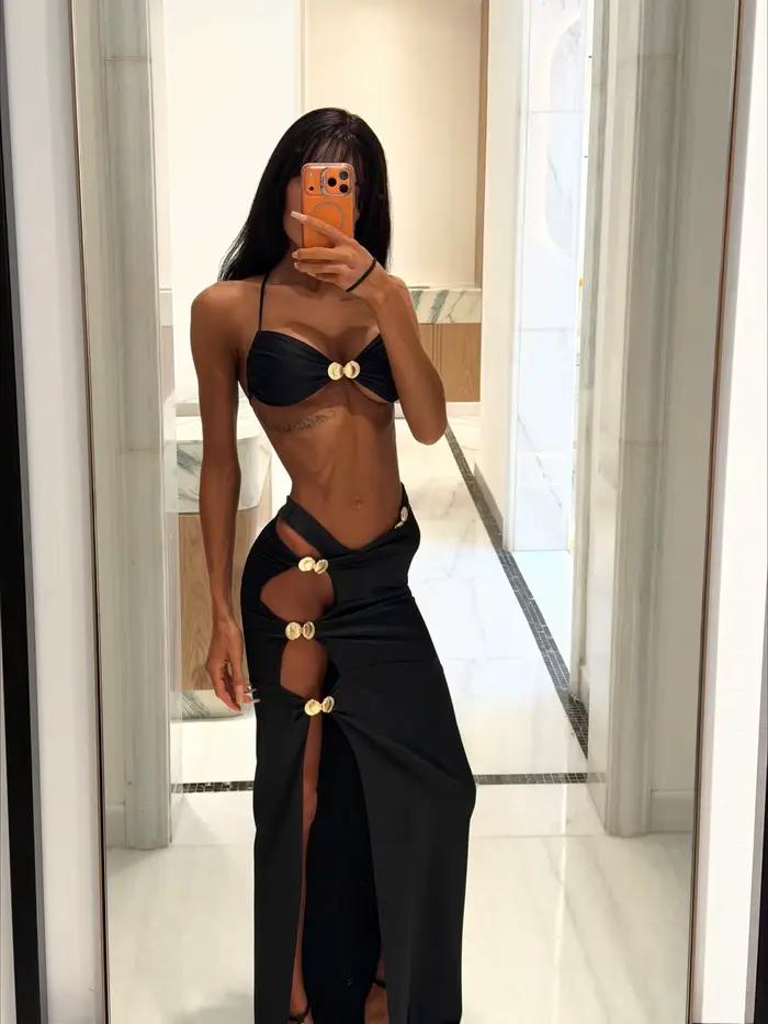 Nouvel ensemble de bikini brésilien sexy avec jupe