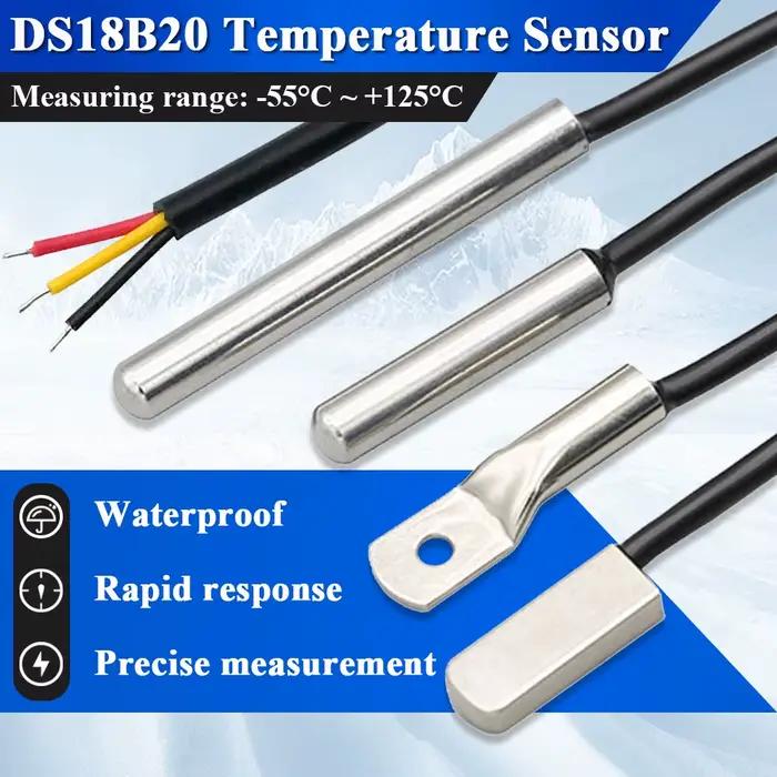 Sonde de capteur de température DS18B20, en acier inoxydable 304, 6x30MM OD 3.0MM, câble de capteurs étanche et anti-poussière, longueur 1M