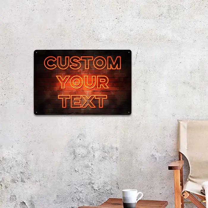 Panneau de texte en Faux néon personnalisé, Plaque métallique, lettres anglaises personnalisées, café, Bar, décoration murale pour la maison