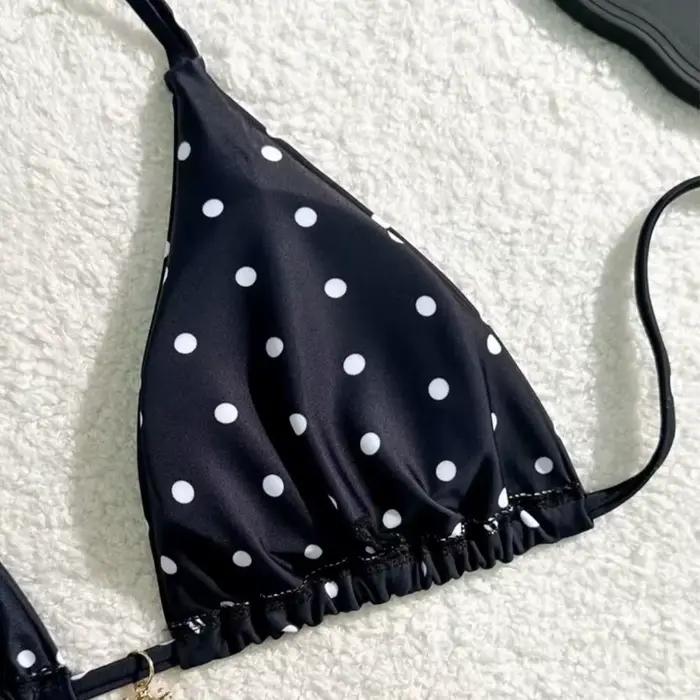 Ensemble 2 pièces de maillot de bain bikini à pois pour femme