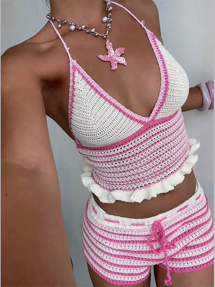 Ensembles de bikinis au crochet multicolores