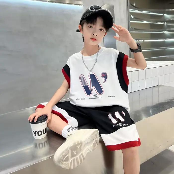 Maillot de basket pour garçons, ensemble décontracté d'été avec t-shirt sans manches imprimé et short, vêtements pour enfants 2026, style streetwear