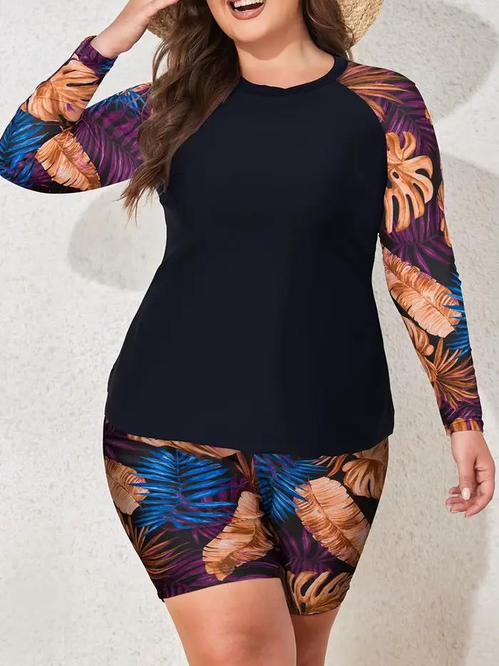 Maillot de bain 2 pièces grande taille à manches longues pour femme 2026 – Tenue de surf et de plage