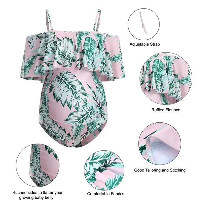 Maillot de bain une pièce confortable pour femmes enceintes en nylon et élasthanne, avec bretelles réglables, pour nager, plage ou usage intérieur