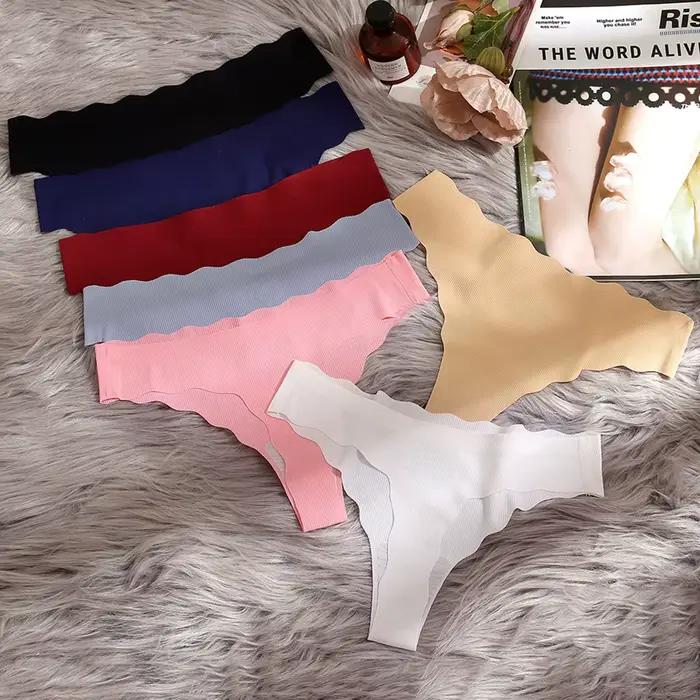 SURAEVA Sexy Bikini chaud femmes culottes tongs mode vague bordé léger confort femme sous-vêtements t-back solide Invisible slips