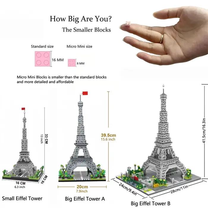 Knew construit 3 tailles choix Paris tour Eiffel Micro Mini blocs de construction jouet fierté de France décoration à collectionner et cadeau-Worth