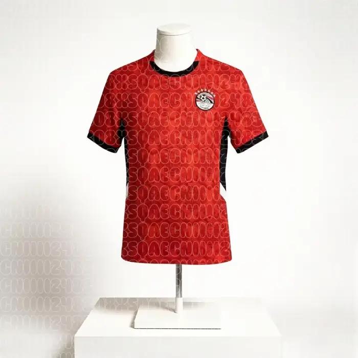 Maillot de football domicile Égypte 2026 pour homme, motif rouge, tenue de sport décontractée, mode familiale assortie