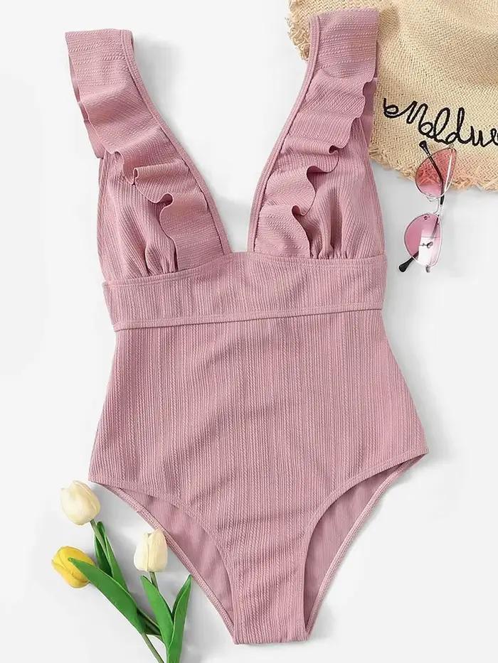 Maillot de bain une pièce sexy à volants pour femme 2026 – Monokini de natation et de plage