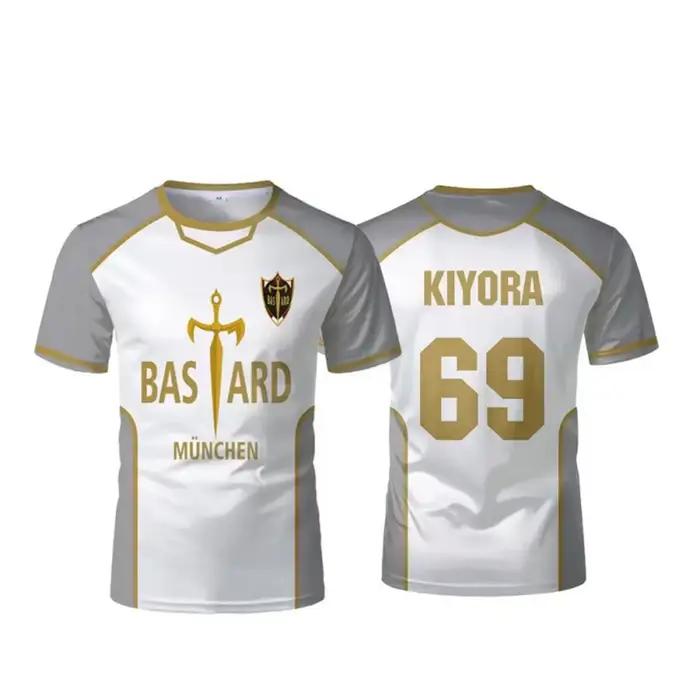 Anime Munich Isagi Yoichi Cosplay maillot de Football gris T-Shirt chemise de sport décontractée 3D imprimé été à manches courtes T-Shirt Merch