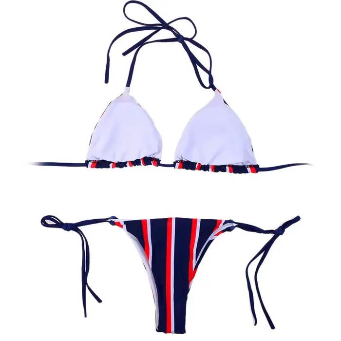 Nouveau Maillot de Bain Femme 2026 à Rayures Bleues