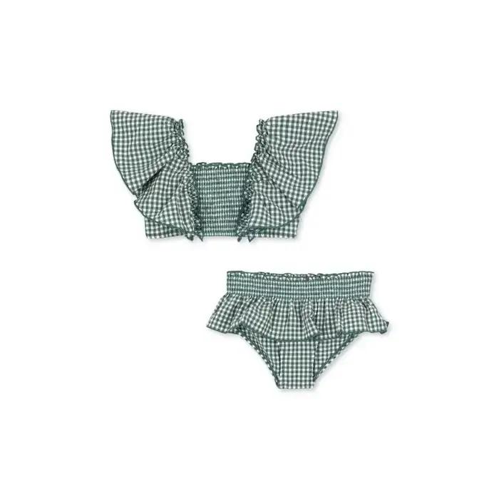 Cherry Grid Deux Pièces Crème Solaire Maillot De Bain Maillots De Bain Pour Enfants pour Filles Bébé Fille Maillots De Bain Bikinis Bebe Natation Maillots De Bain Pour Enfants