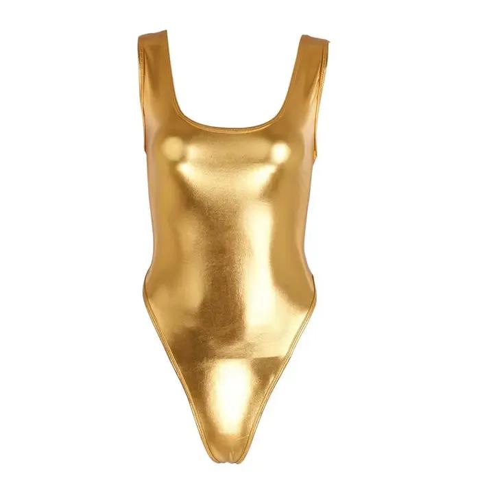 Maillot de bain une pièce moulant sexy à finition brillante