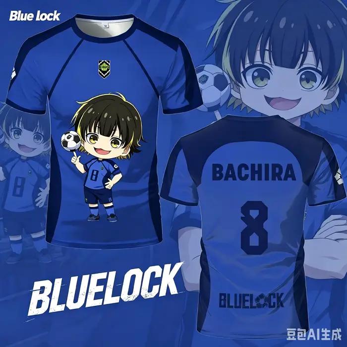 Maillot de Futsal Réplique Motif Blue Lock Anime Bastard Munich Été Homme et Femme T-shirt 3D Décontracté Sportif Haut