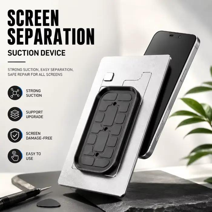 Dispositif d'aspiration à double trou pour séparation d'écran, laminage stable pour la réparation et la lamination d'écrans de téléphone plats et incurvés