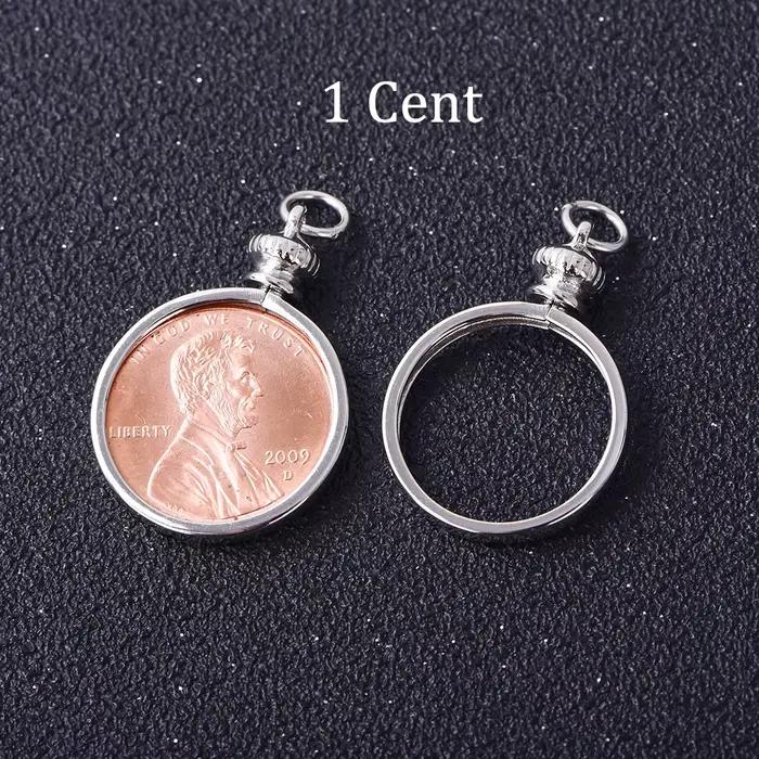 Base de pendentif de lunette de pièce de monnaie pour pièces de monnaie américaines et européennes – Réglage de bijoux à bricoler soi-même, cadre de pendentif en argent, support vierge, fournitures de
