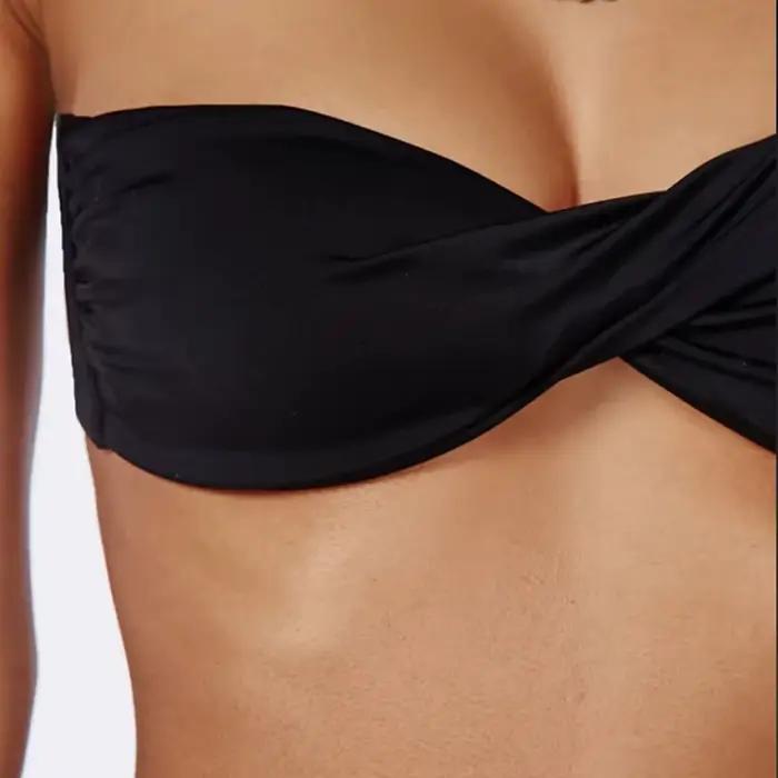 Maillot de bain femme micro bikini nylon uni et multicolore bandeau et taille basse pour plage et baignade occasions spéciales