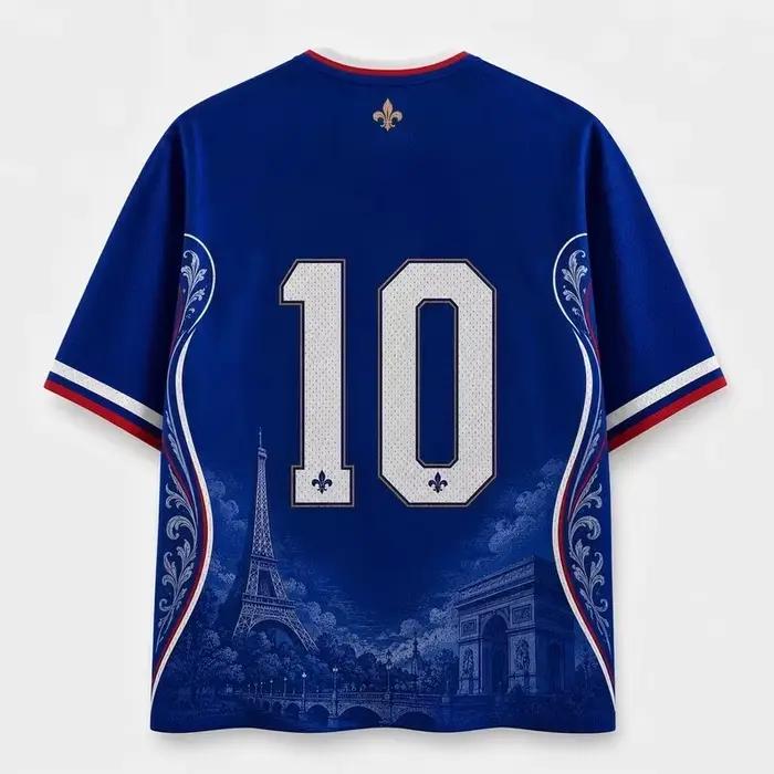 Maillot de football inspiré de la France 2026, col en V, maille respirante, manches courtes, t-shirt de sport, haut pour fans, hommes, femmes, enfants, grandes tailles
